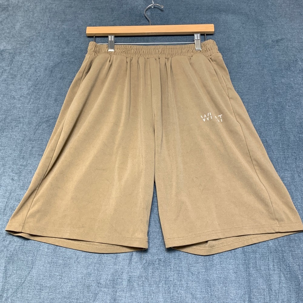 Manfinity WHAT Sweat Shorts Mens Large Camel Brown Knit Summer Elastic Waist